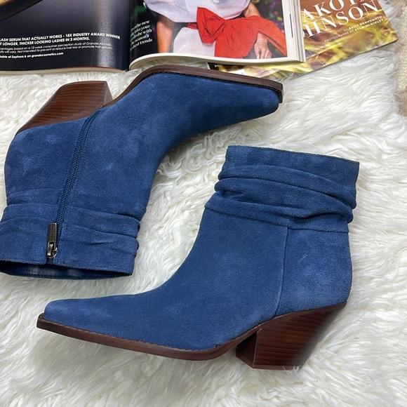 Vince Camuto Slouched Suede Western Boots Nerlinji Blue Slate - Picture 10 of 10